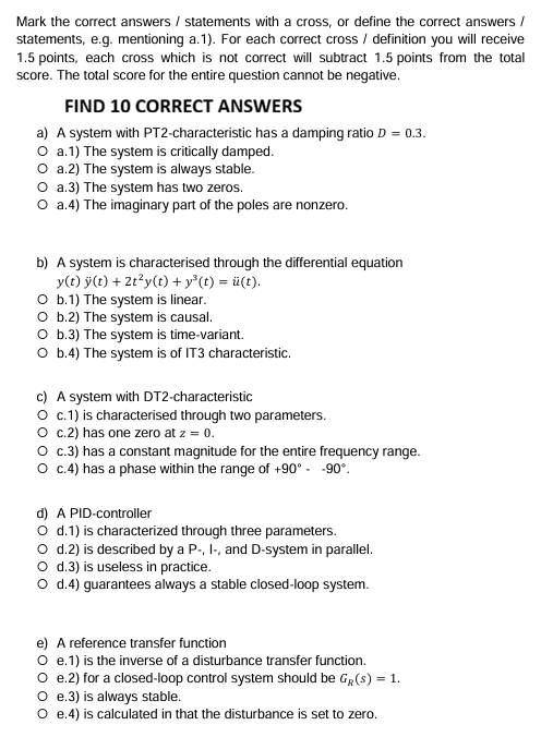 Solved Mark the correct answers / ﻿statements with a cross, | Chegg.com