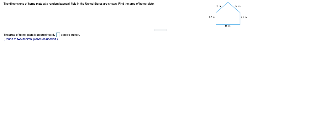 Solved The Dimensions Of Home Plate At A Random Baseball Chegg Com   Php3VINfM