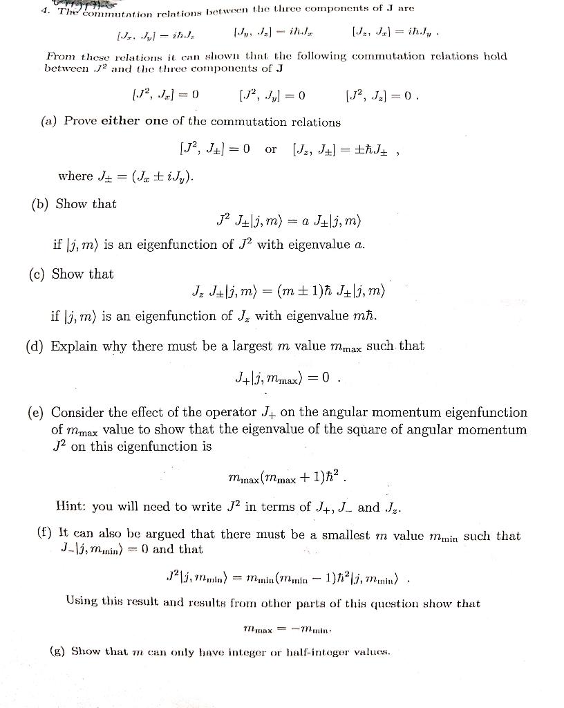 Solved 179 4. The commutation relations between the three | Chegg.com