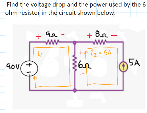 Solved Find the voltage drop and the power used by the 6ohm | Chegg.com