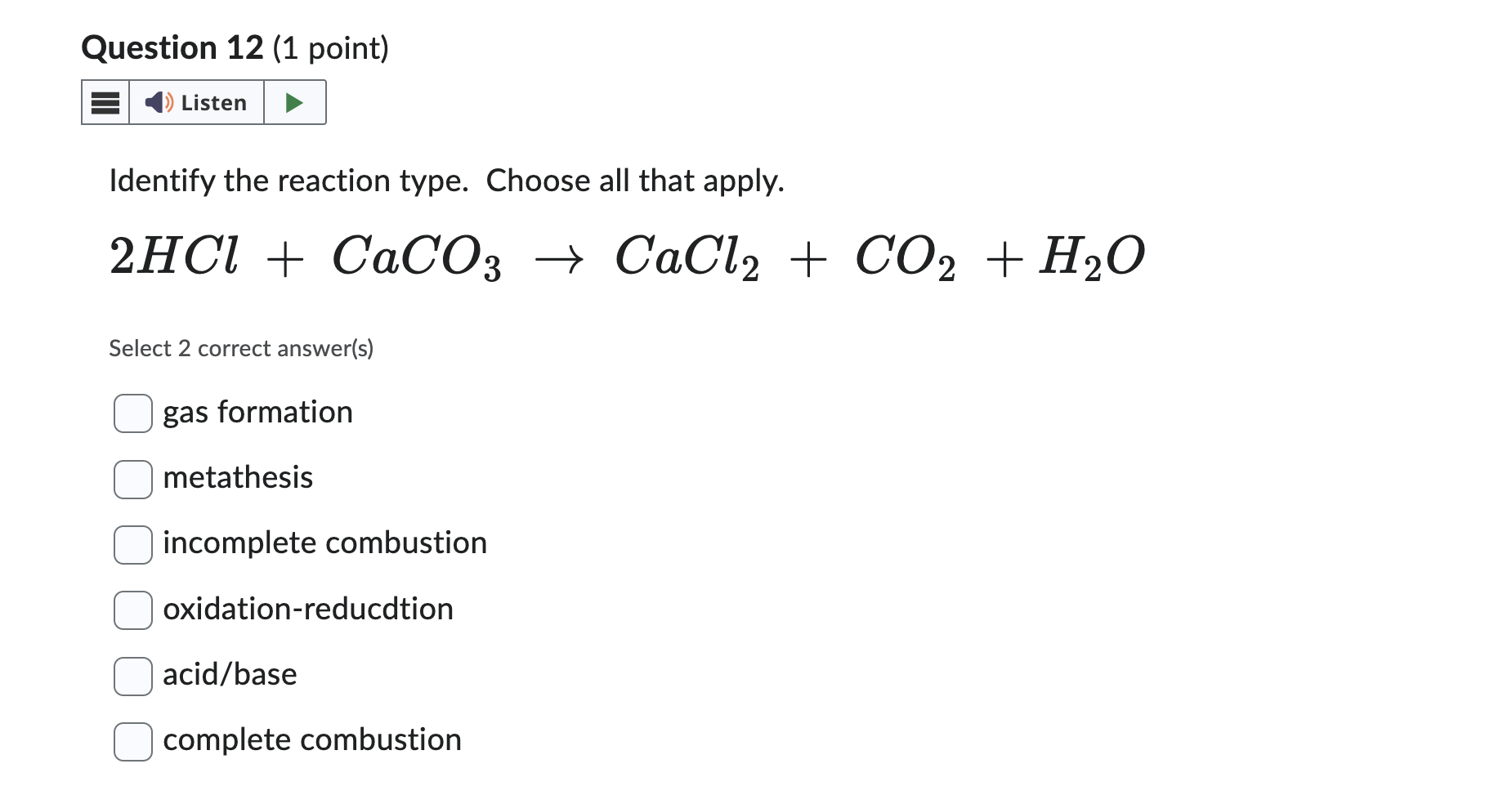 Solved Identify The Reaction Type. Choose All That Apply. | Chegg.com