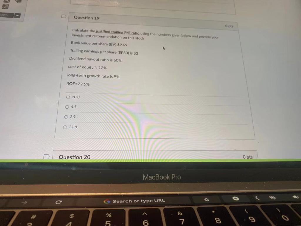 Solved apse Question 19 O pts Calculate the justified | Chegg.com