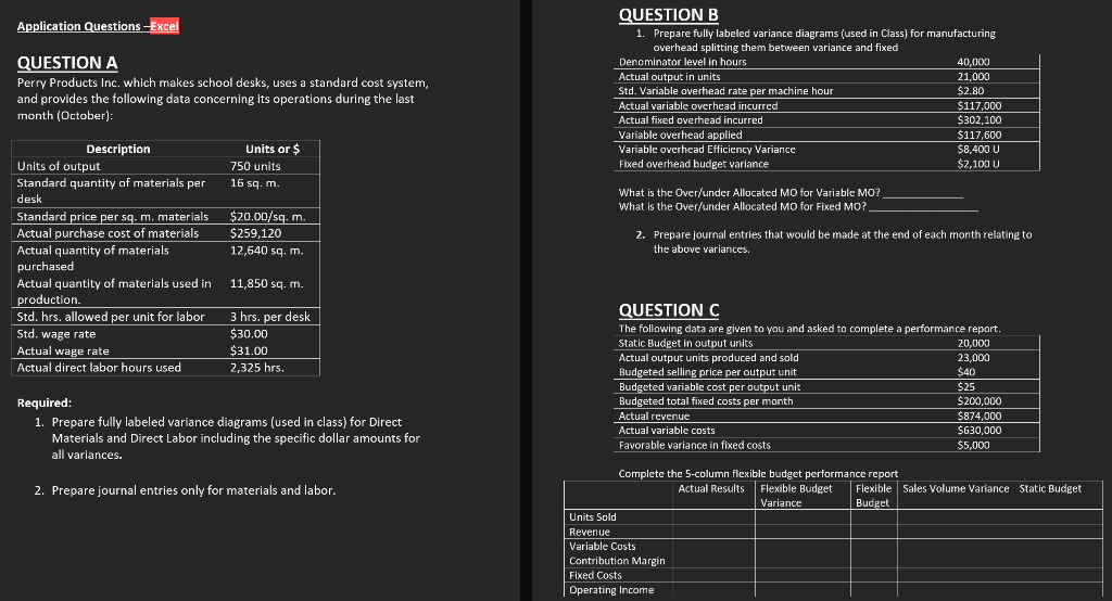 Application Questions - Excel QUESTION A Perry | Chegg.com