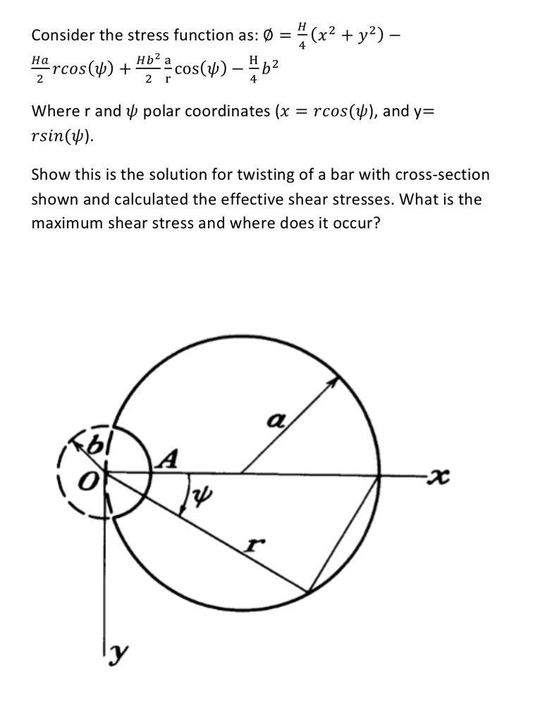 Solved Consider the stress function as: ∅=4H(x2+y2)− | Chegg.com