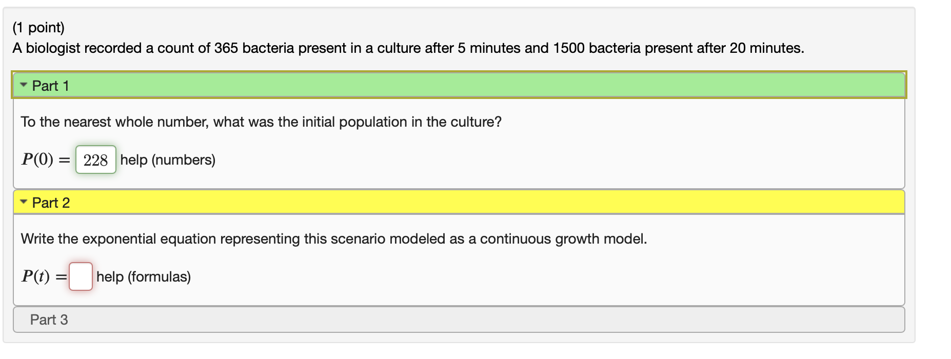 Solved (1 Point) A Biologist Recorded A Count Of 365 | Chegg.com