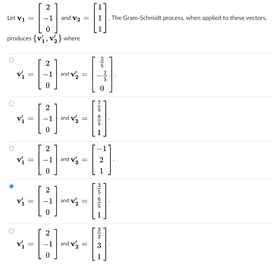 Solved 2 1 Let V1 And V2 1 The Gram Schmidt Process W Chegg Com