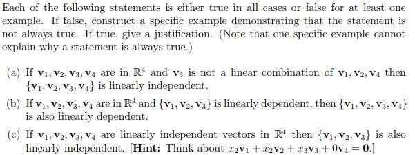 Solved Each of the following statements is either true in | Chegg.com