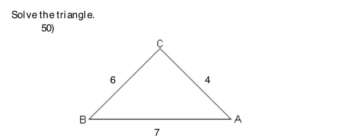 Solved Solve the triangle. 50) Solve the right triangle | Chegg.com