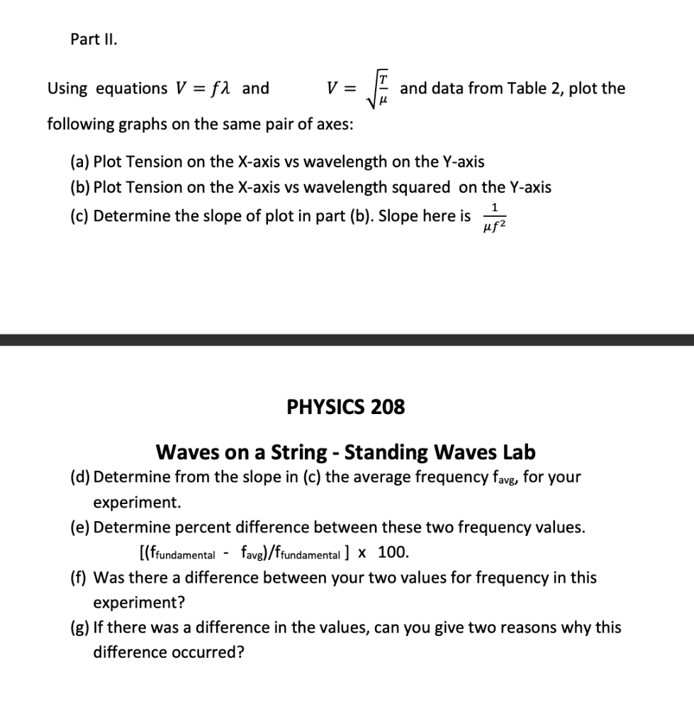 Solved Table 1 Data For Fundamental Frequencies Where U Chegg Com