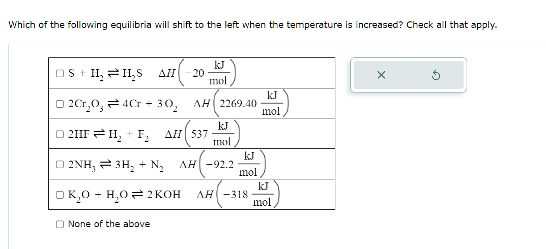 Solved Which of the following equilibria will shift to the | Chegg.com