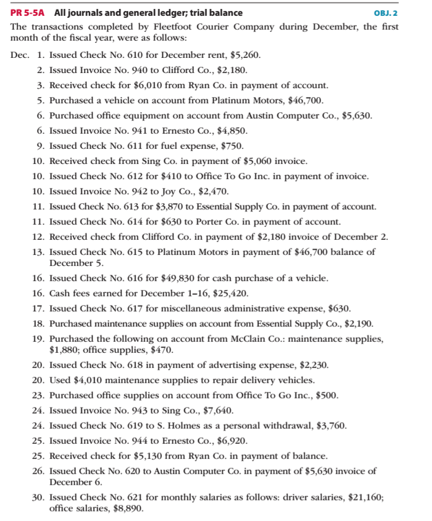 Solved PR 5 5A All Journals And General Ledger Trial Chegg