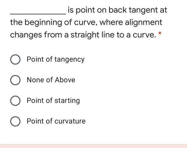 Solved is point on back tangent at the beginning of curve, | Chegg.com