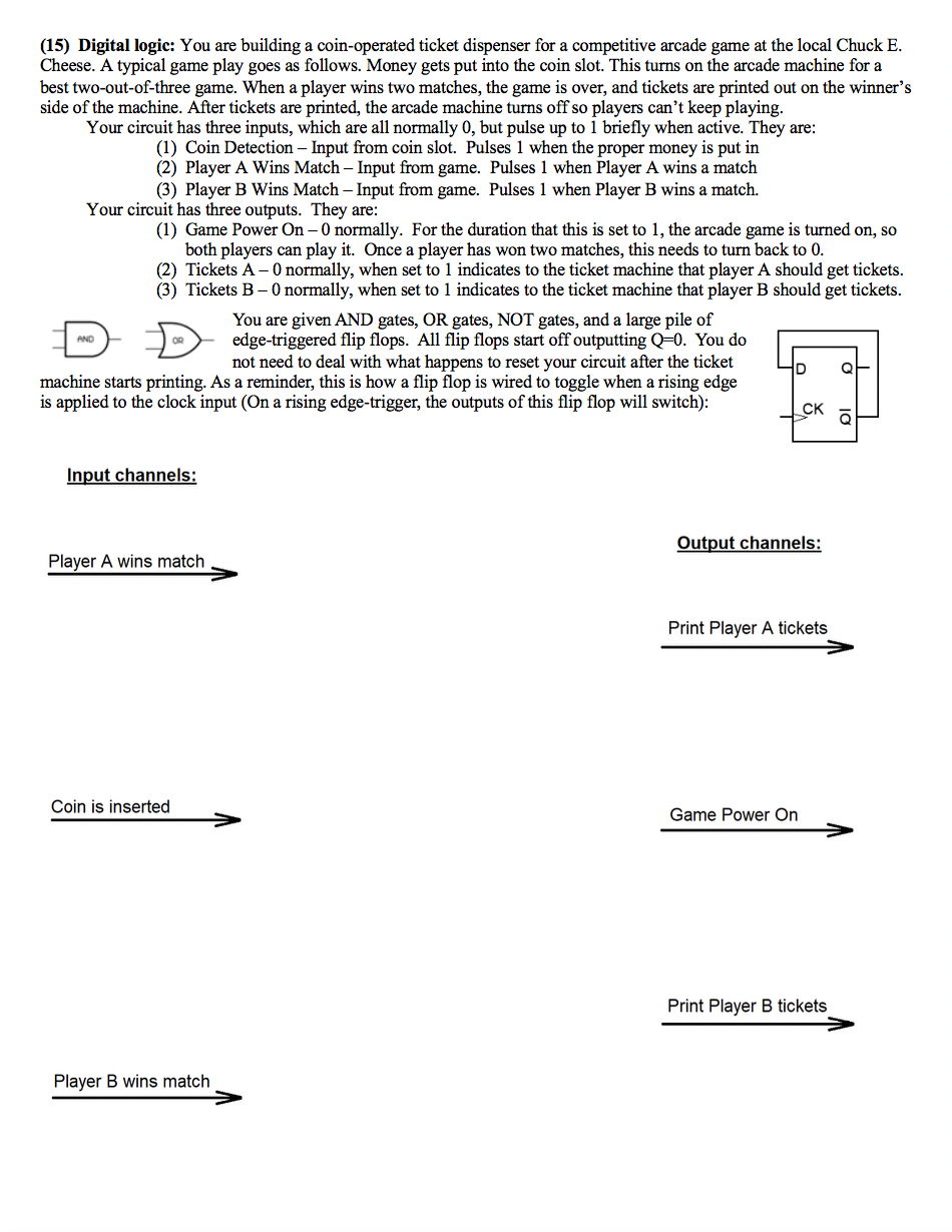 solved 15 digital logic you are building a coin operated chegg com