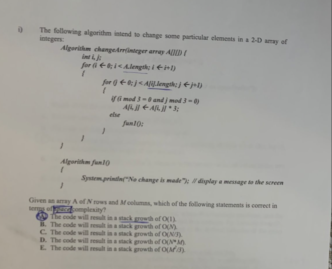 Solved 1) The following algorithm intend to change some | Chegg.com