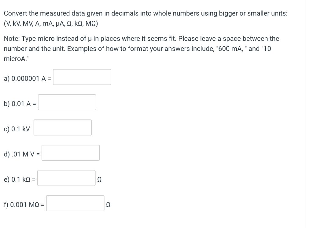 Solved Convert The Measured Data Given In Decimals Into Chegg Com