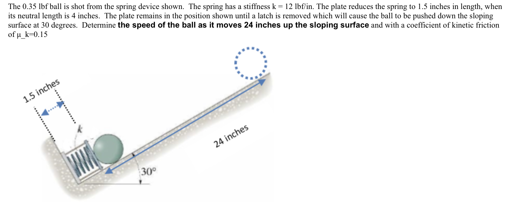 Solved The 0.35lbf ball is shot from the spring device | Chegg.com