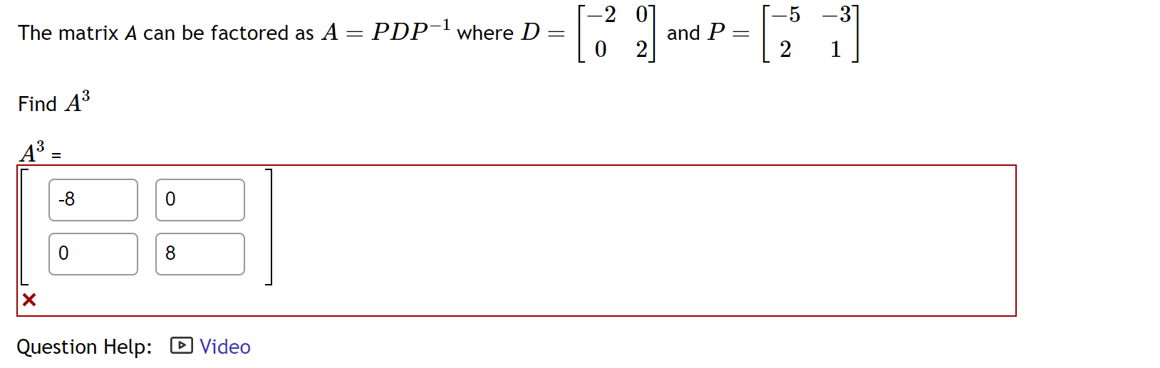 Solved The matrix A can be factored as A=PDP−1 where | Chegg.com