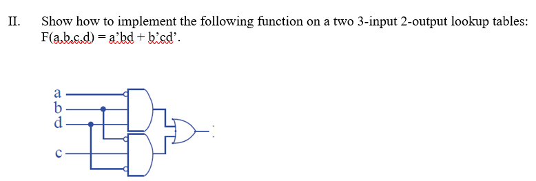 Solved II. Show how to implement the following function on a | Chegg.com