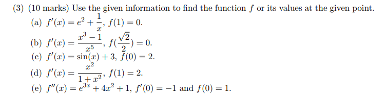 Solved Use the given information to find the function f or | Chegg.com