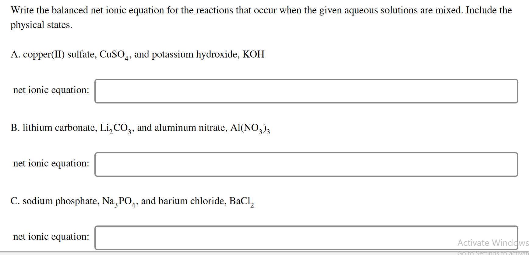 Write The Balanced Ionic Equation For The Chegg 