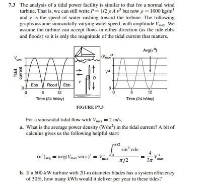 Solved 7.3 ﻿The analysis of a tidal power facility is | Chegg.com