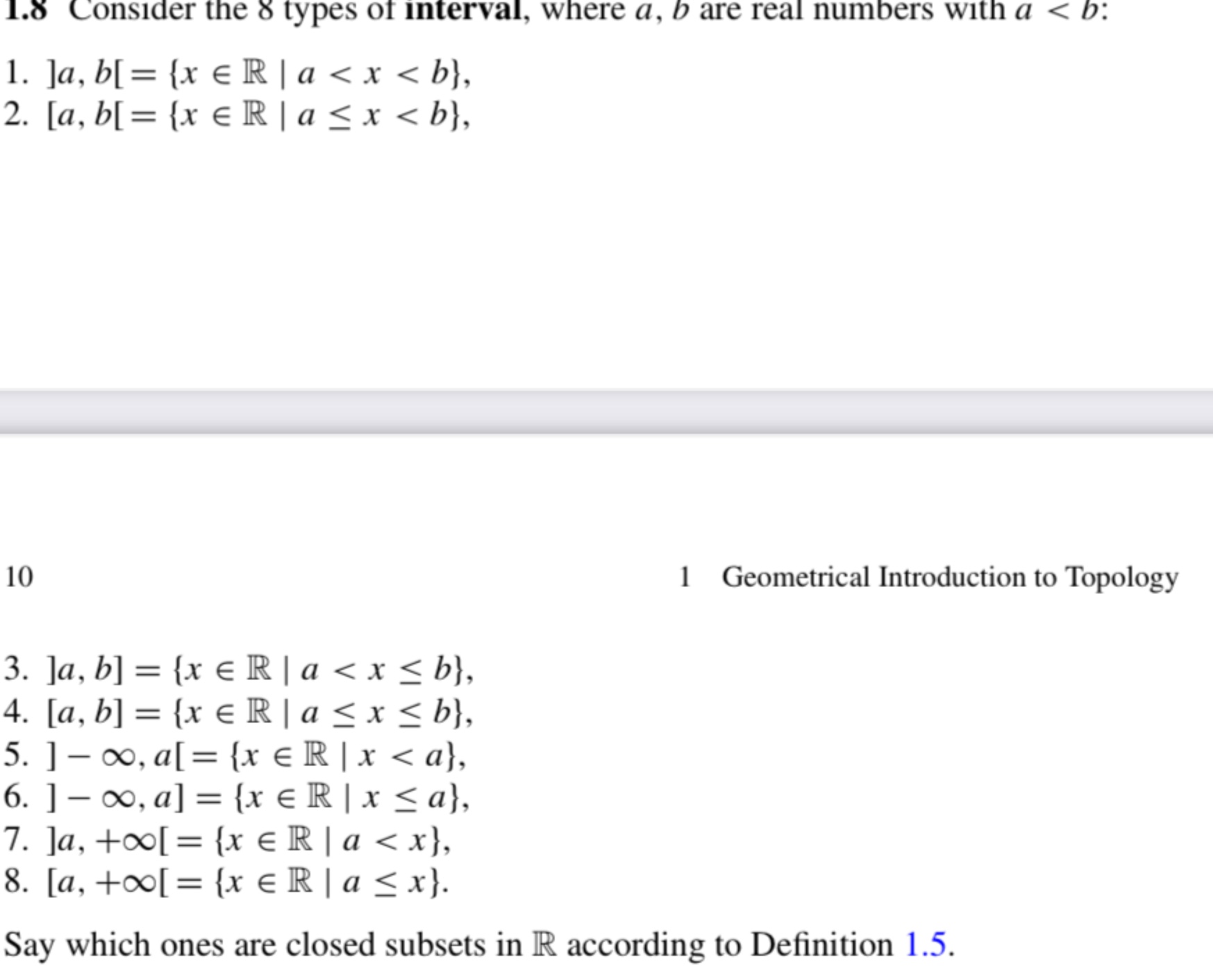 Interval Types Math Solved 1.8 Consider the 8 types of interval, where.a,b are | Chegg.com