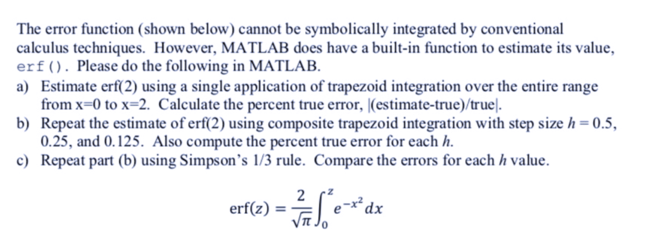 Solved The Error Function (shown Below) Cannot Be | Chegg.com