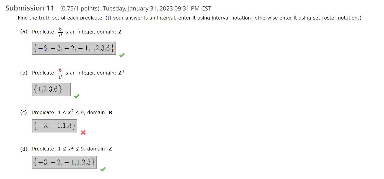 Solved Submission 11 (0.75/1 points) Tuesday, January 31, | Chegg.com