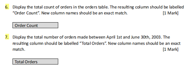 Solved SQL queries for questions 6 and 7 using the following | Chegg.com