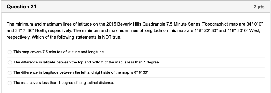 Is This Topographic Map A 7.5’ Or 30’ Series Quadrangle? Solved: Question 21 2 Pts The Minimum And Maximum Lines Of 