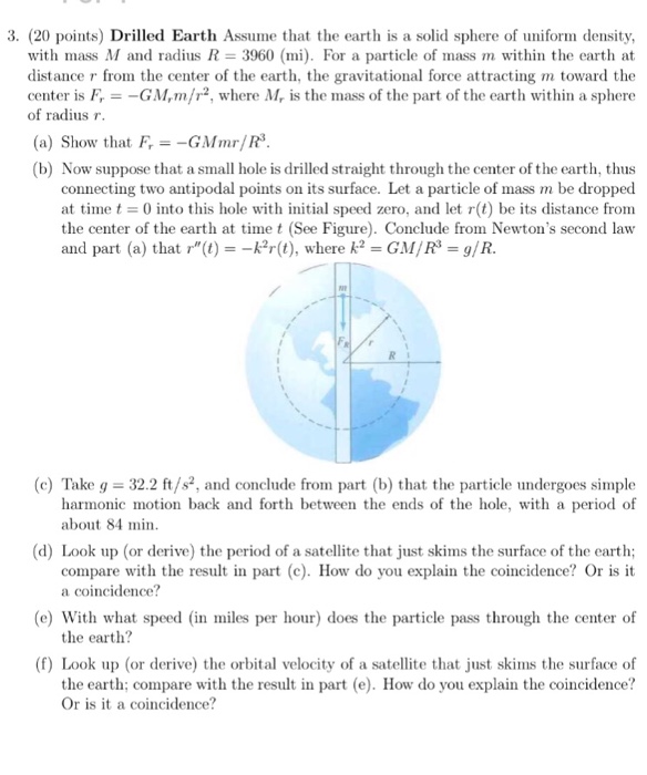 Solved Assume that the earth is a solid sphere of uniform | Chegg.com