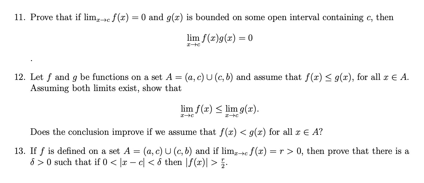 Solved 11 Prove That If Limx C F X 0 And G X Is Bounded Chegg Com