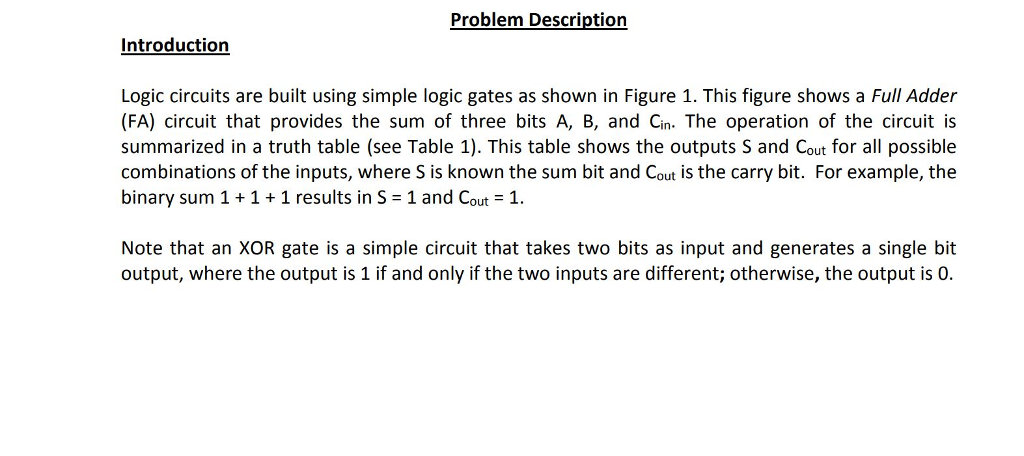 Problem Description Introduction Logic circuits are | Chegg.com