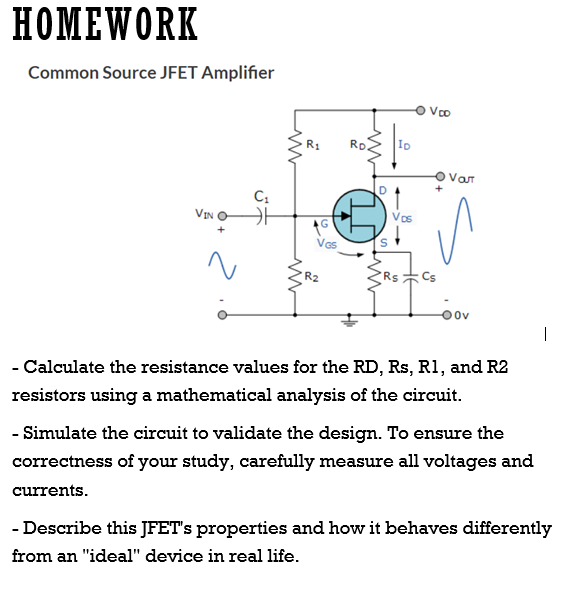 Solved Common Source Jfet Amplifier Calculate The 8447