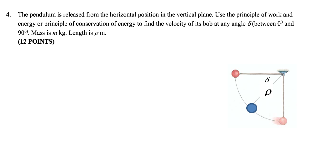 Solved 4. The pendulum is released from the horizontal | Chegg.com