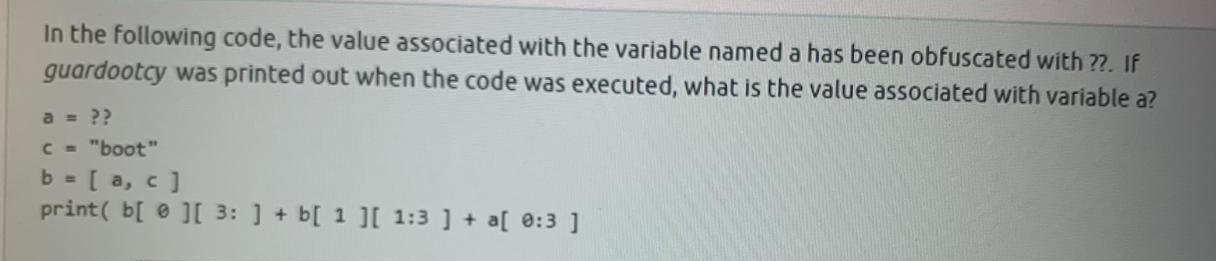 Solved In the following code, the value associated with the | Chegg.com