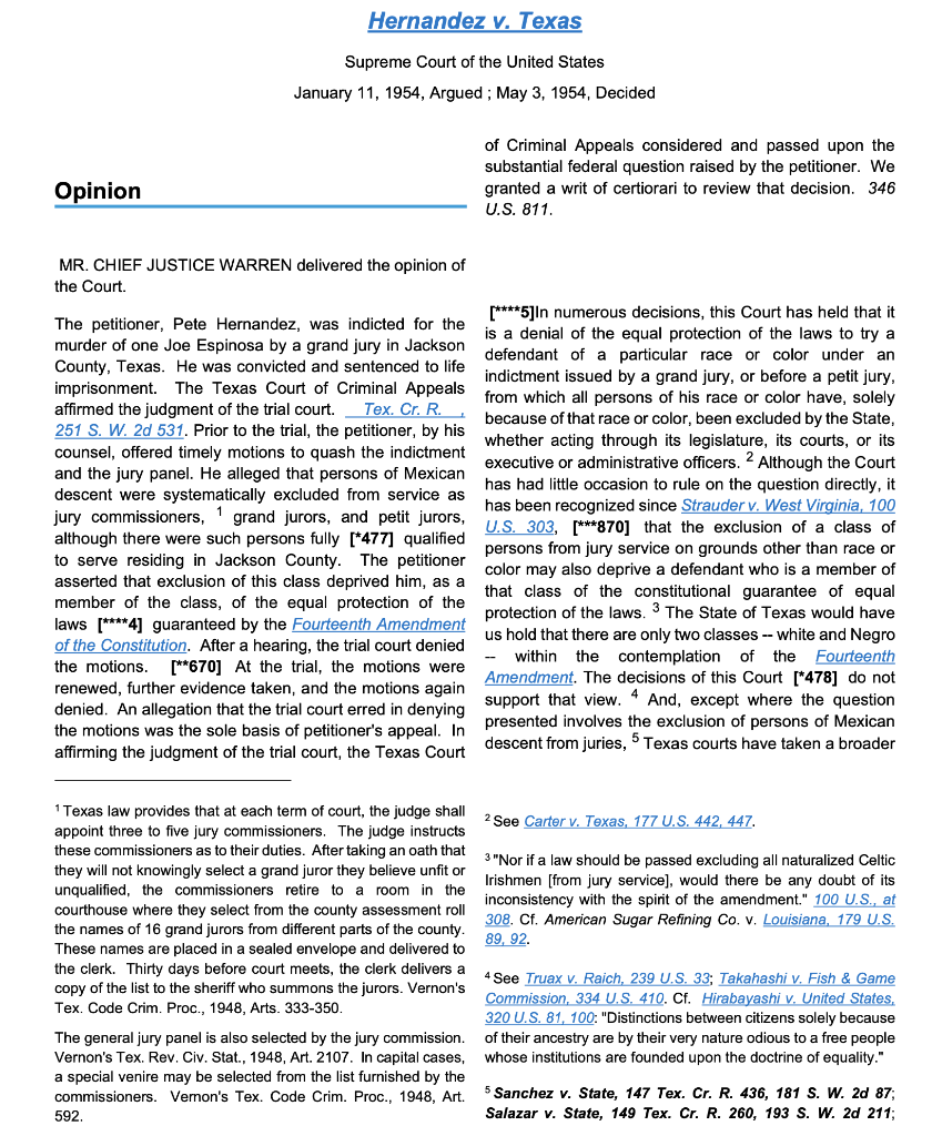 Hernandez v. Texas who was the case about what