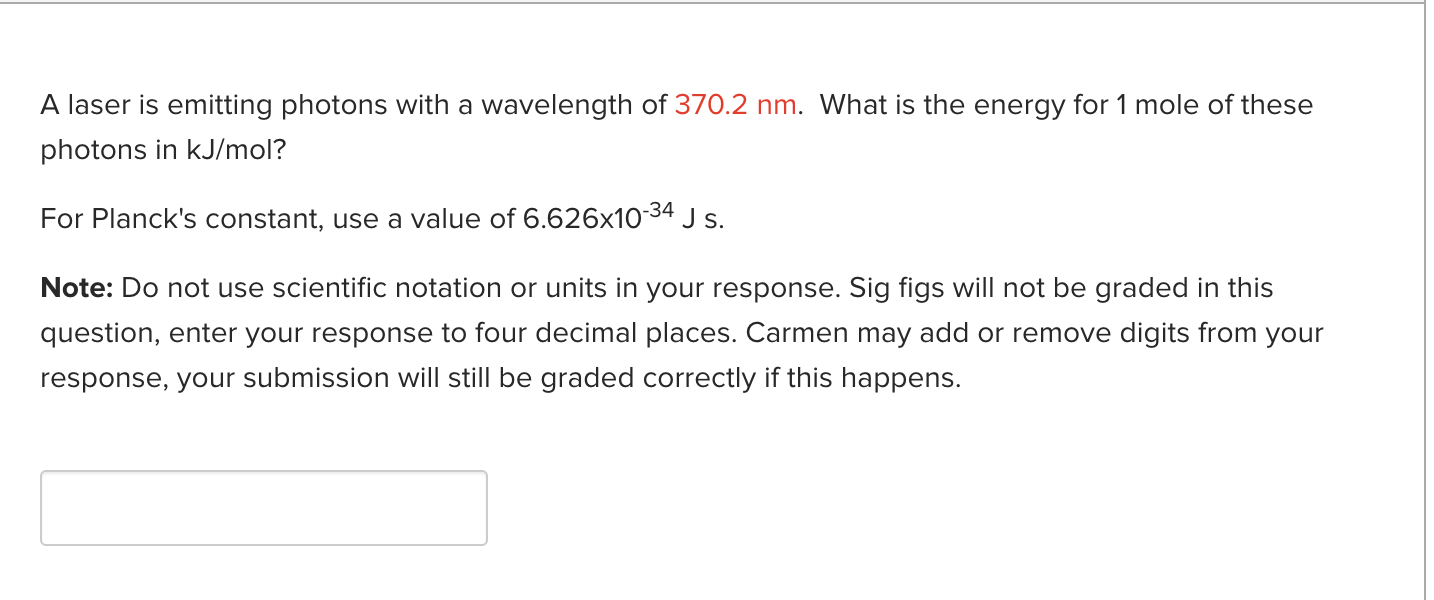 Solved A laser is emitting photons with a wavelength of | Chegg.com