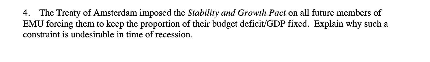 Image showcasing Solved 4. The Treaty of Amsterdam imposed the Stability and | Chegg.com
