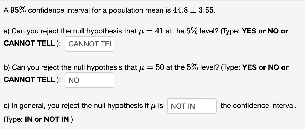 null hypothesis 95 confidence interval