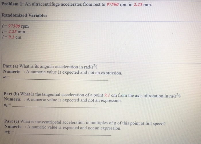 Solved Problem 1: An ultracentrifuge accelerates from rest | Chegg.com