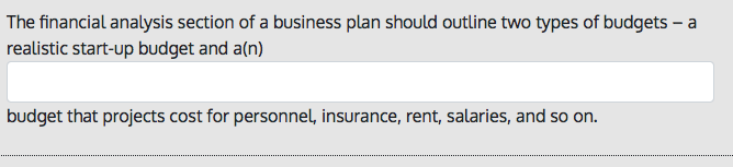 Solved The Financial Analysis Section Of A Business Plan | Chegg.com