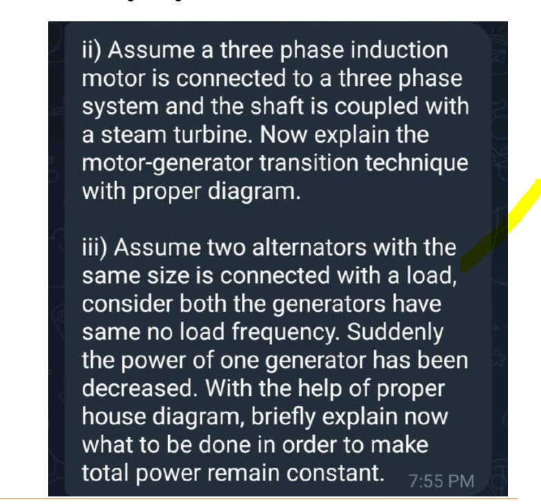 Solved ii) Assume a three phase induction motor is connected | Chegg.com