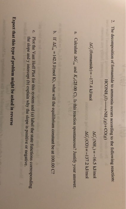 Solved 2. The decomposition of formamide to ammonia occurs | Chegg.com