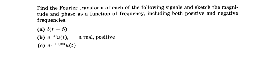 Solved Find The Fourier Transform Of Each Of The Following | Chegg.com