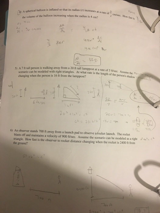 Solved RELATED RATES WORKSHEET 2 Remember In Related Rate Chegg