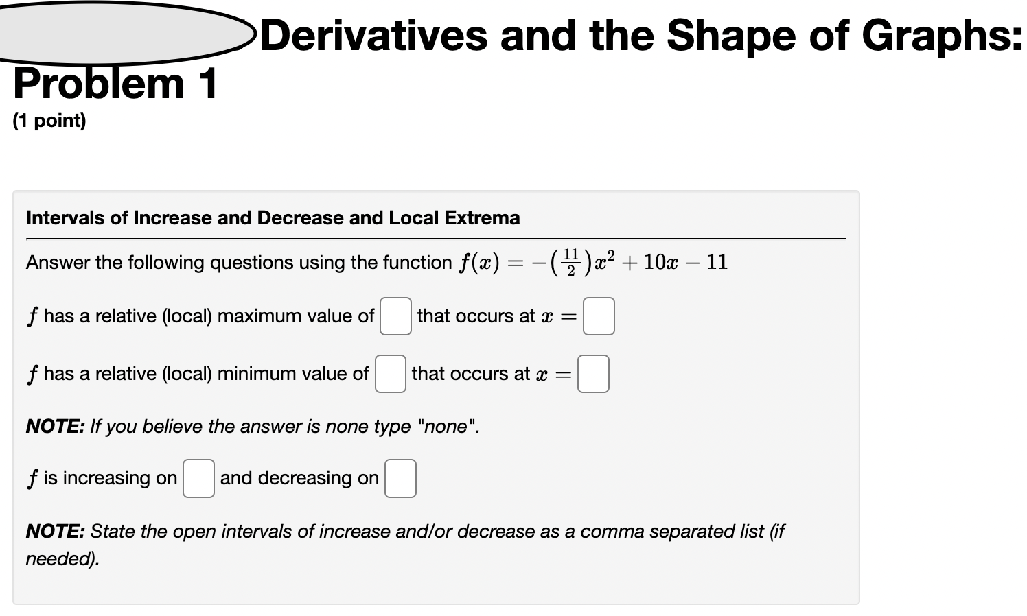 Solved Derivatives And The Shape Of Graphs: Problem 1 (1 | Chegg.com