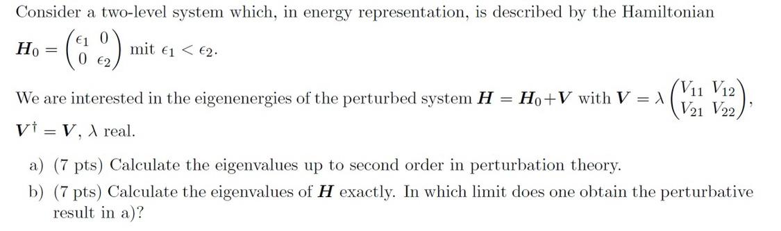 Solved Consider A Two-level System Which, In Energy | Chegg.com