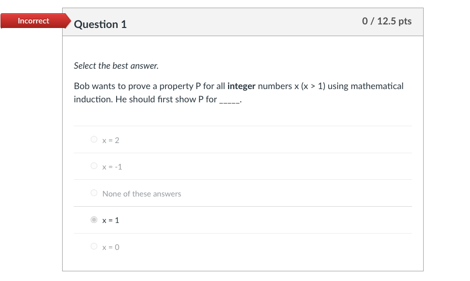 Solved Incorrect Question 1 0 / 12.5 pts Select the best | Chegg.com