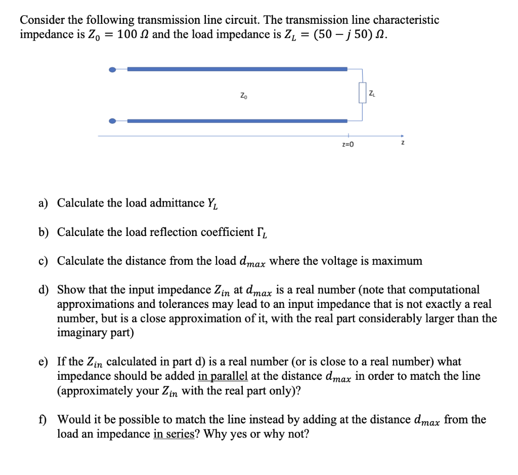 Solved Consider The Following Transmission Line Circuit. The | Chegg.com